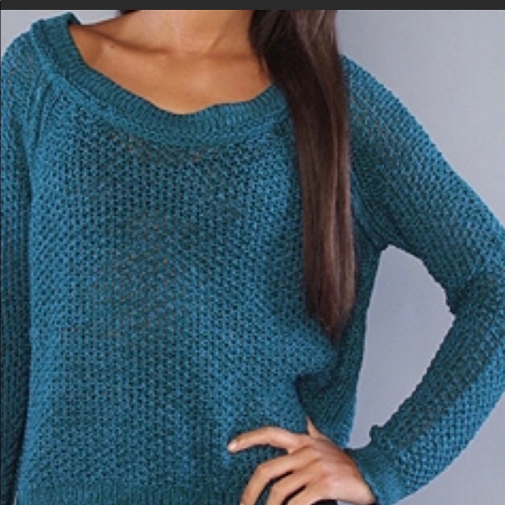 Free People 🌟 Teal Wide Neck Sweater